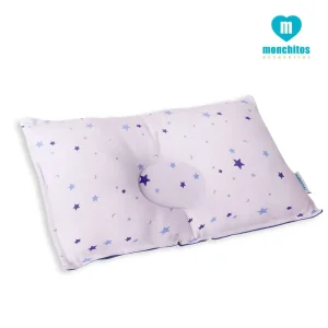 Monchitos – Almohada anti cabeza plana – azul estrellas