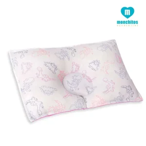 Monchitos – Almohada anti cabeza plana rosada dinosaurios