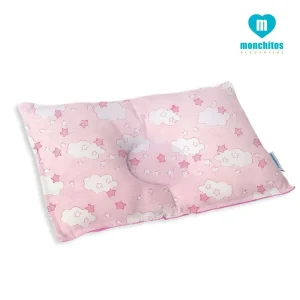 Monchitos – Almohada anti cabeza plana rosado nubes