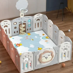 TODO BEBE CORRALITO INFANTIL PLEGABLE LEON PARA BEBES Y NIÑOS CON PANEL DE JUEGOS
