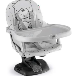 CAM SILLA DE COMER PORTATIL PLEGABLE ACOLCHADA OSO GRIS