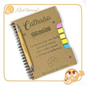Libreta tapa blanda con notas adhesivas de colores