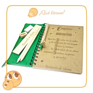 Libreta tapa blanda con estuche y set de escritura
