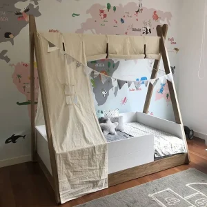 Cama Montessori al Estilo Teepee con baranda