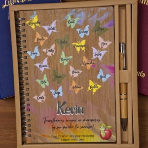 Set libreta y bolígrafo de bambú – MARIPOSAS