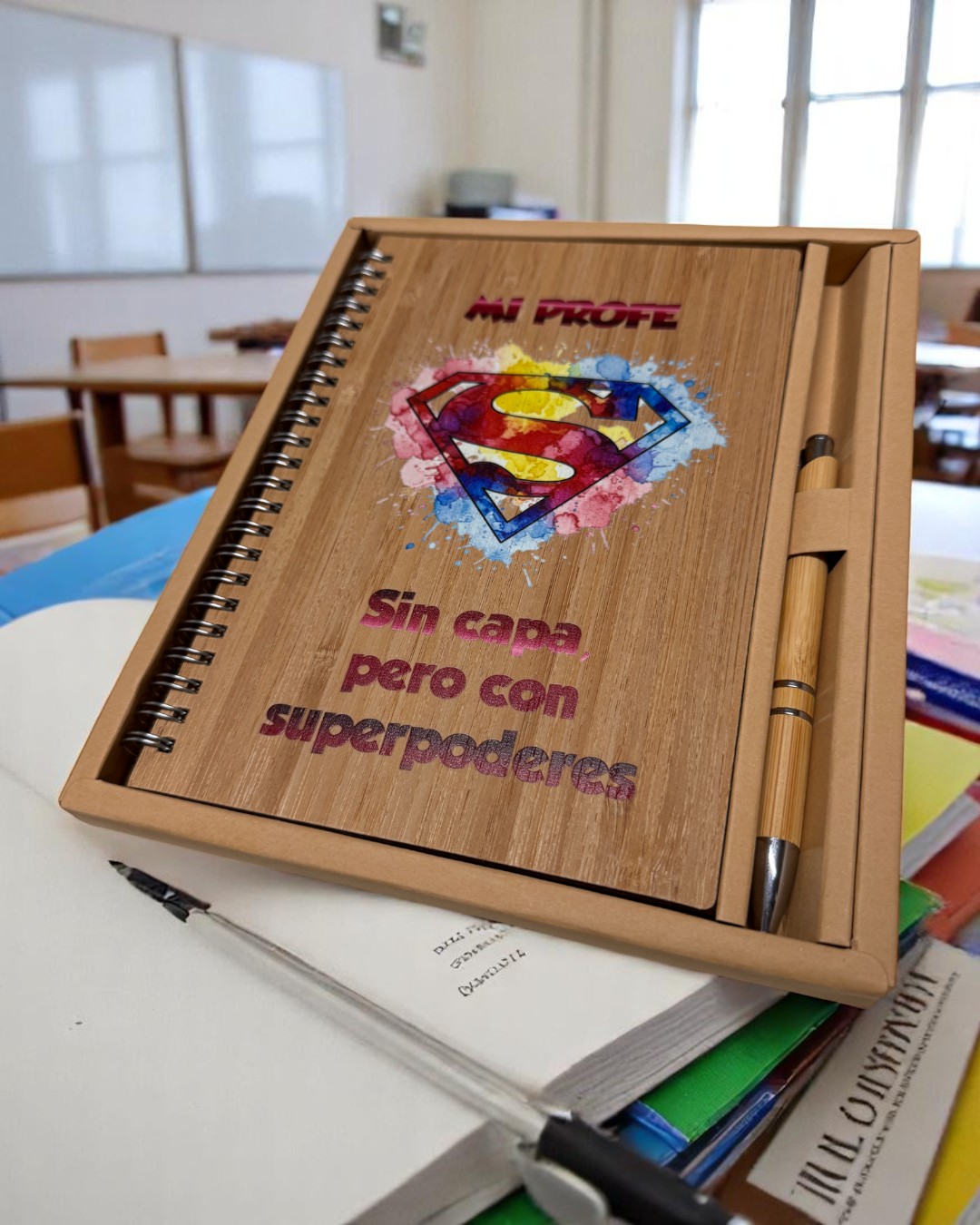 Set libreta y bolígrafo de bambú – MANZANA - Imagen 4