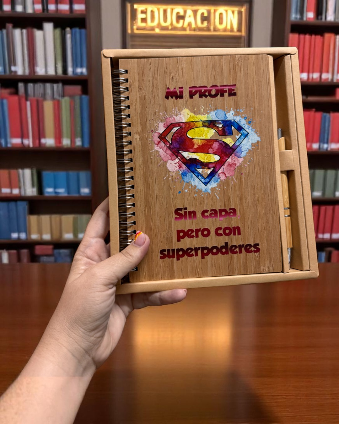 Set libreta y bolígrafo de bambú – MANZANA - Imagen 5