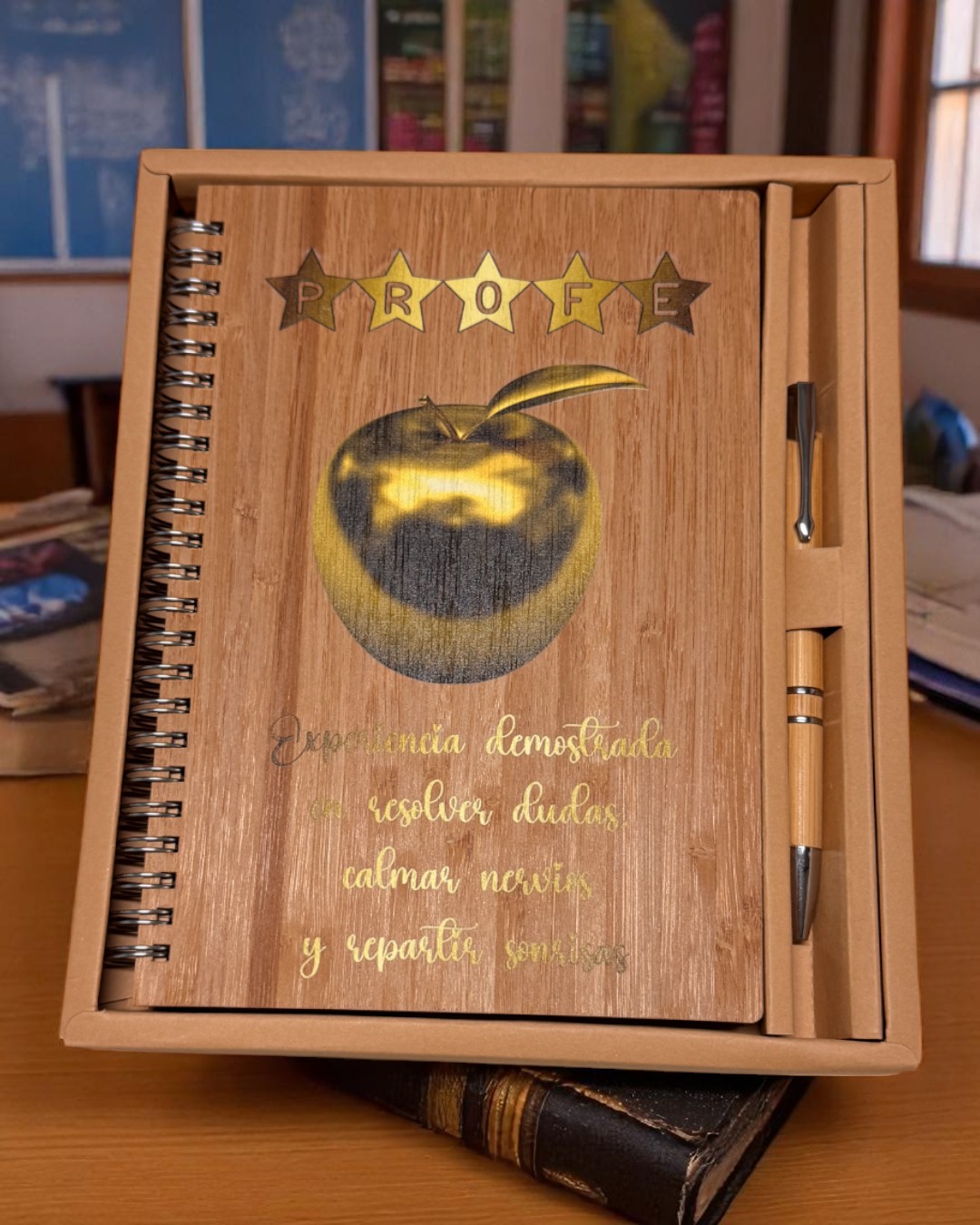 Set libreta y bolígrafo de bambú – MANZANA - Imagen 7