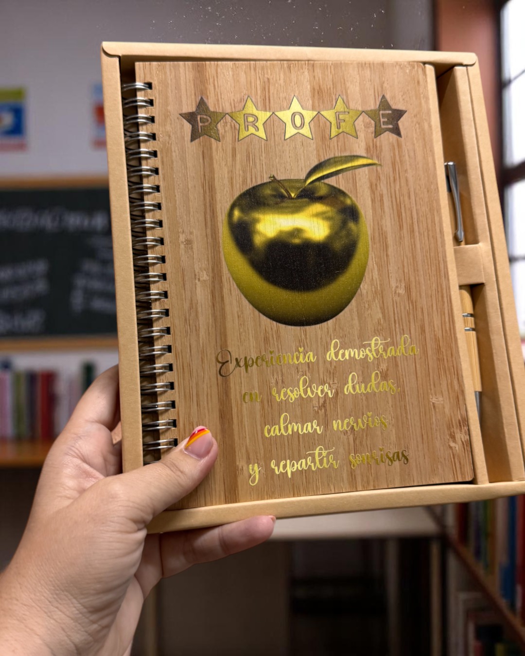 Set libreta y bolígrafo de bambú – MANZANA - Imagen 8