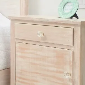 Mesa de noche cajón y puerta Pino