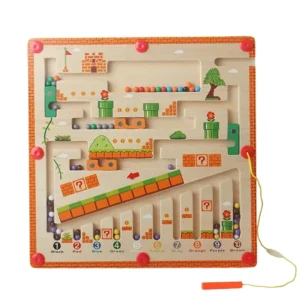 BeadyPlay | Pizarra Magnética Montessori para Niños con 55 Cuentas Magnéticas de Colores - Juguete de Madera Seguro para 3+ Años