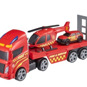 Camión transporte bomberos luz y sonido