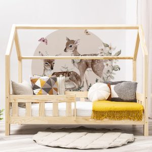 Adhesivo mural – Valle de las flores – Ciervo – beige