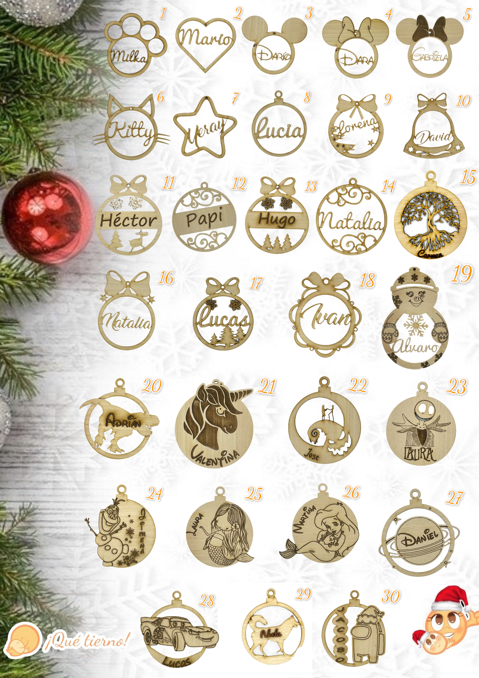 Bolas Navideñas de Madera y metacrilato - Imagen 2