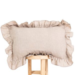 Fundas de almohada de lino con volante